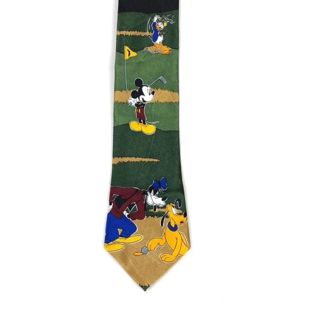Mickey Unlimited Tie MICKEY MOUSE PLUTO GOOFY Golf Necktie Made In Korea 4x56